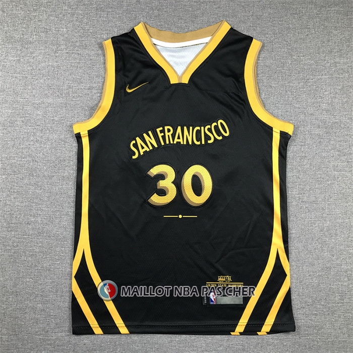 Maillot Enfant Golden State Warriors Stephen Curry NO 30 Ville 2023-24 Noir